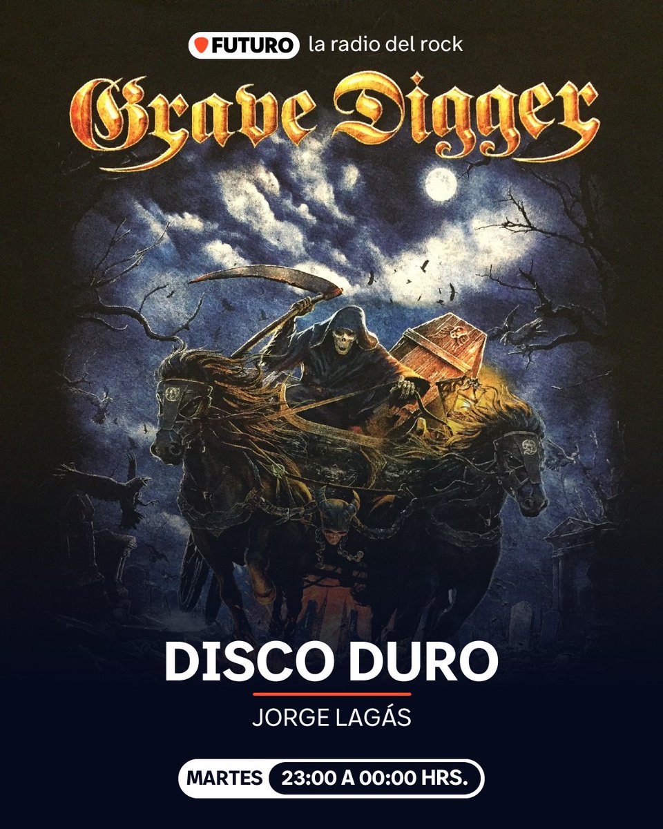 cerebroatomico's tweet photo. Hoy 23 hrs #DiscoDuro en @futurofm preparándonos para GRAVE DIGGER en Chile esta semana encabezando el festival Power of Metal, hay concurso de entradas para que estén atenti al lupo.
Destacados nacionales: @BITTERDUSK y @nox_terror.
Y otras cosas.
Sintonicen a esa hora 🤘🍻🔥 https://t.co/yJEttLhCyX