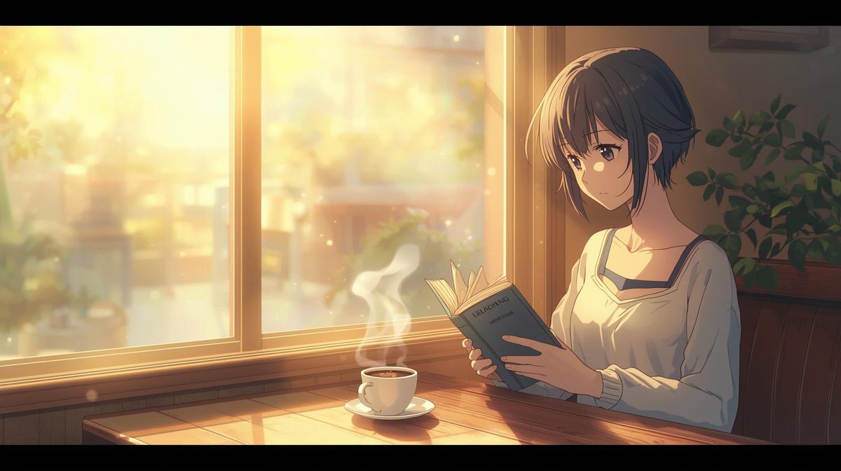 BGMofficeKH's tweet photo. 朝の読書は、脳の“インプット時間”。  
海馬が最も活発なこの時間帯は、記憶の定着率が一日の中で最高レベル。  
静かな朝に一ページ読むだけで、未来の自分が少し賢くなる📖  

#LoFi #朝活 #読書 #集中BGM #夜カフェ https://t.co/hNU9ffX64g
