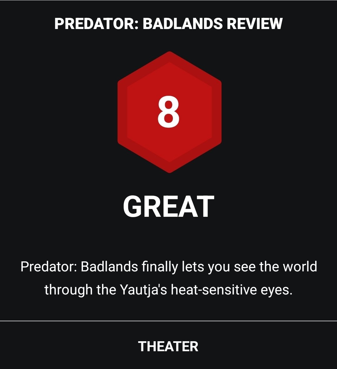LuarmasterPR's tweet image. Salio el #Review de la #Película #PredatorBadlands por #IGN