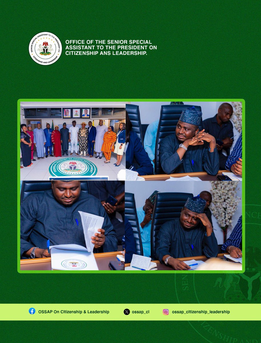Today, the Senior Special Assistant to the President on Citizenship &amp; Leadership, Hon. Nasir Bala Aminu Ja’oji, joined the Minister of Youth Development, Hon. Ayodele Olawande ( <a href="/ayowisdom_/">Ayodele Olawande</a> ), during an advocacy visit by the OneWorld Initiative for Sustainable Development (OISD)