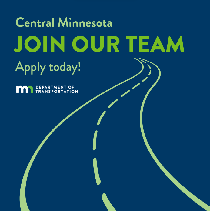 mn.gov/mmb/careers/ Temp Plow Truck Driver in Pine River: Apply by (11/10), Job ID 90010. 
CADD Designer Transportation Generalist Sr positions (2): Apply by (11/12), Job IDs 89975, 85963. 
Accounts Payable/Payroll Clerk in St. Cloud: Apply by (11/12), Job ID 89849