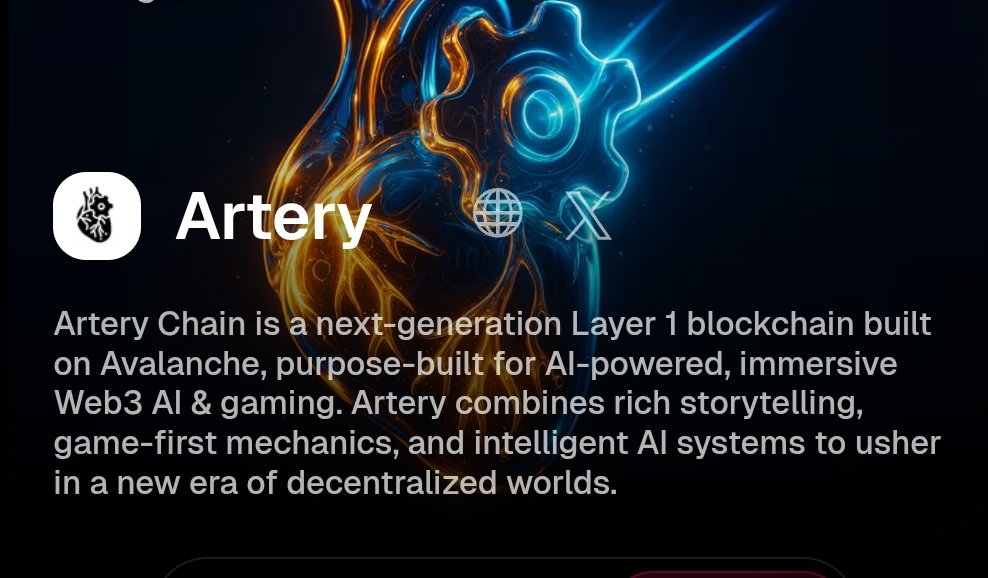 0xSyrex's tweet image. ⚡ @Artery_Chain turns imagination into reality — an AI-driven L1 where every click, fight, or trade lives on-chain. Built on @avax Subnets for lightning speed &amp;amp; low fees, it brings intelligence to the core of gaming. #ArteryChain #AI #Web3
🧵👇