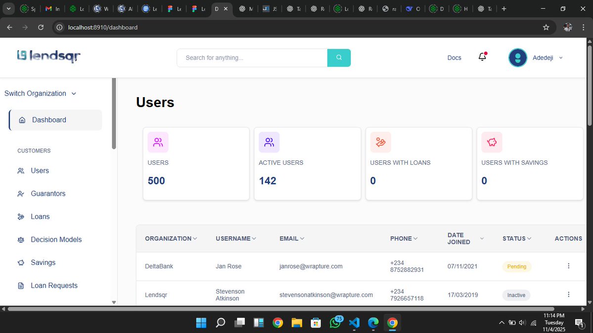 theValue01's tweet image. Built this Admin User Details Page using React, JSX, RedwoodJS, and SCSS 💻
My manager gave me 3 days to complete it, but I finished in just 1½ days 😎
If you can build something like this in a day, react or comment!
#ReactJS #FrontendDeveloper #RedwoodJS #WebDevelopment