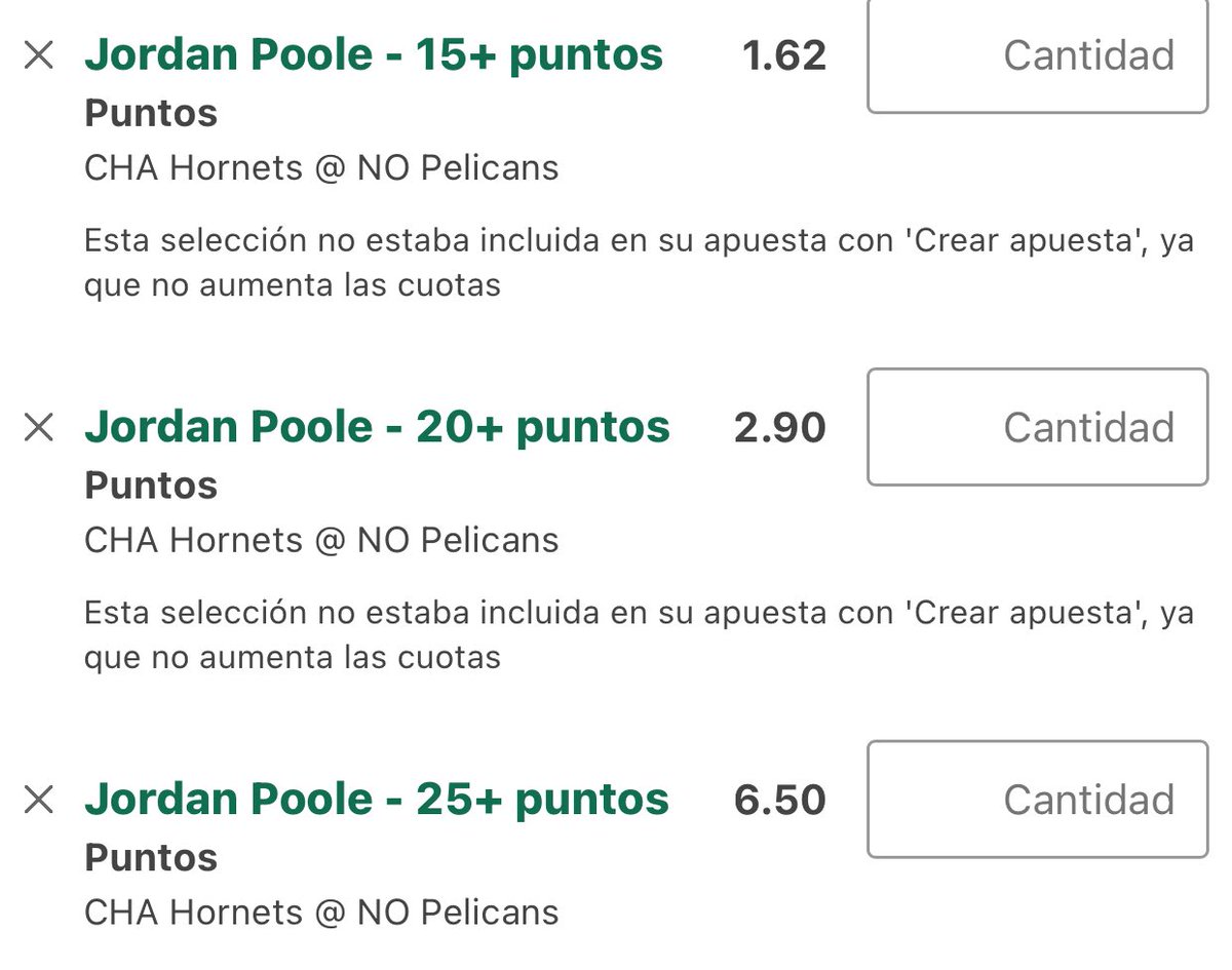 ERROR DE BET365 ⚠️

STK 4 - 15P JORDAN POOLE

STK 1 - 20P JORDAN POOLE

STK 0.25 - 25P JORDAN POOLE