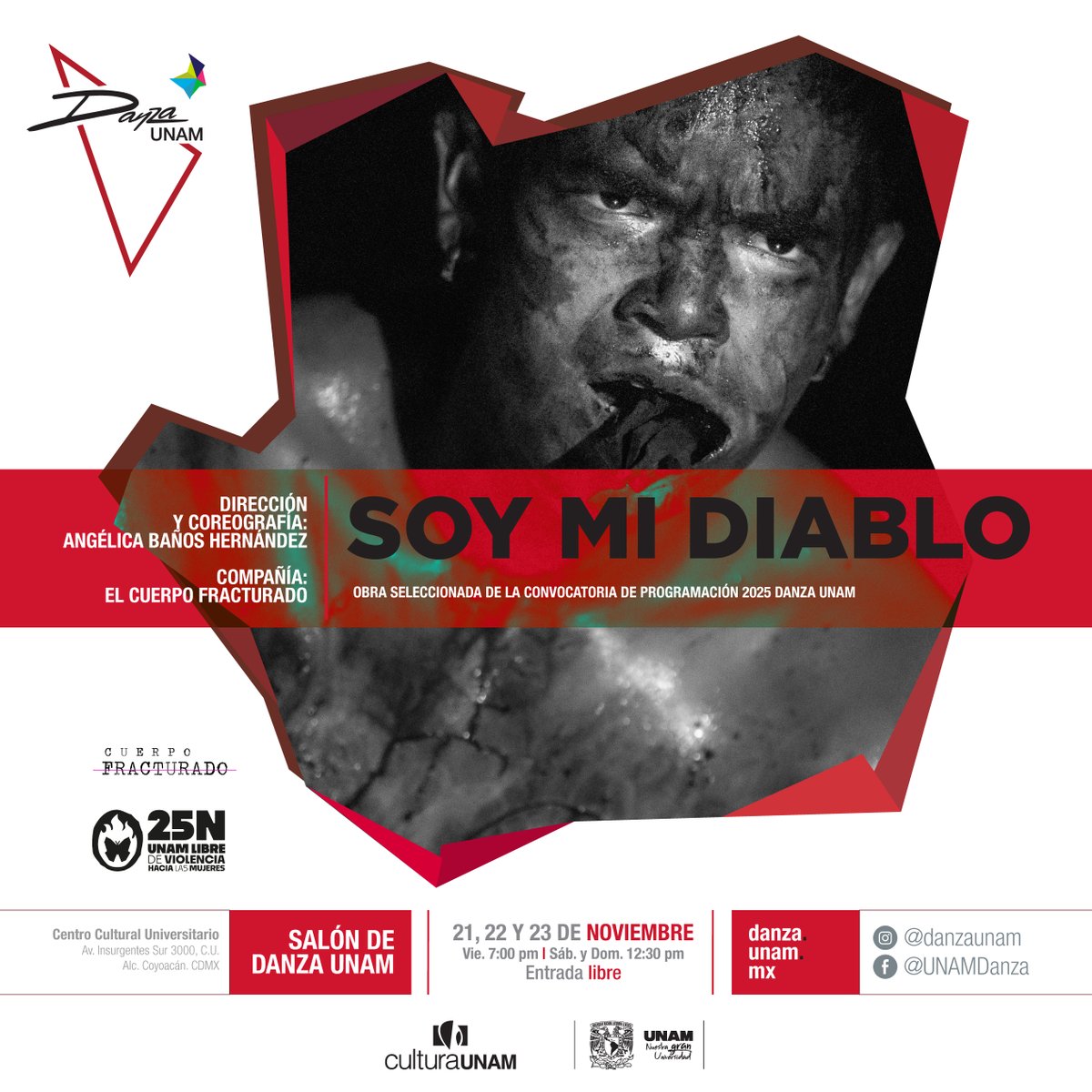 Soy mi Diablo, de Angélica Baños, surge en 2022 como parte de Jóvenes Creadores SACPC y acumula más de 35 funciones en México y Latinoamérica.

Un unipersonal que trabaja la herida, la autoestima y la resiliencia desde el cuerpo y la escena expandida.