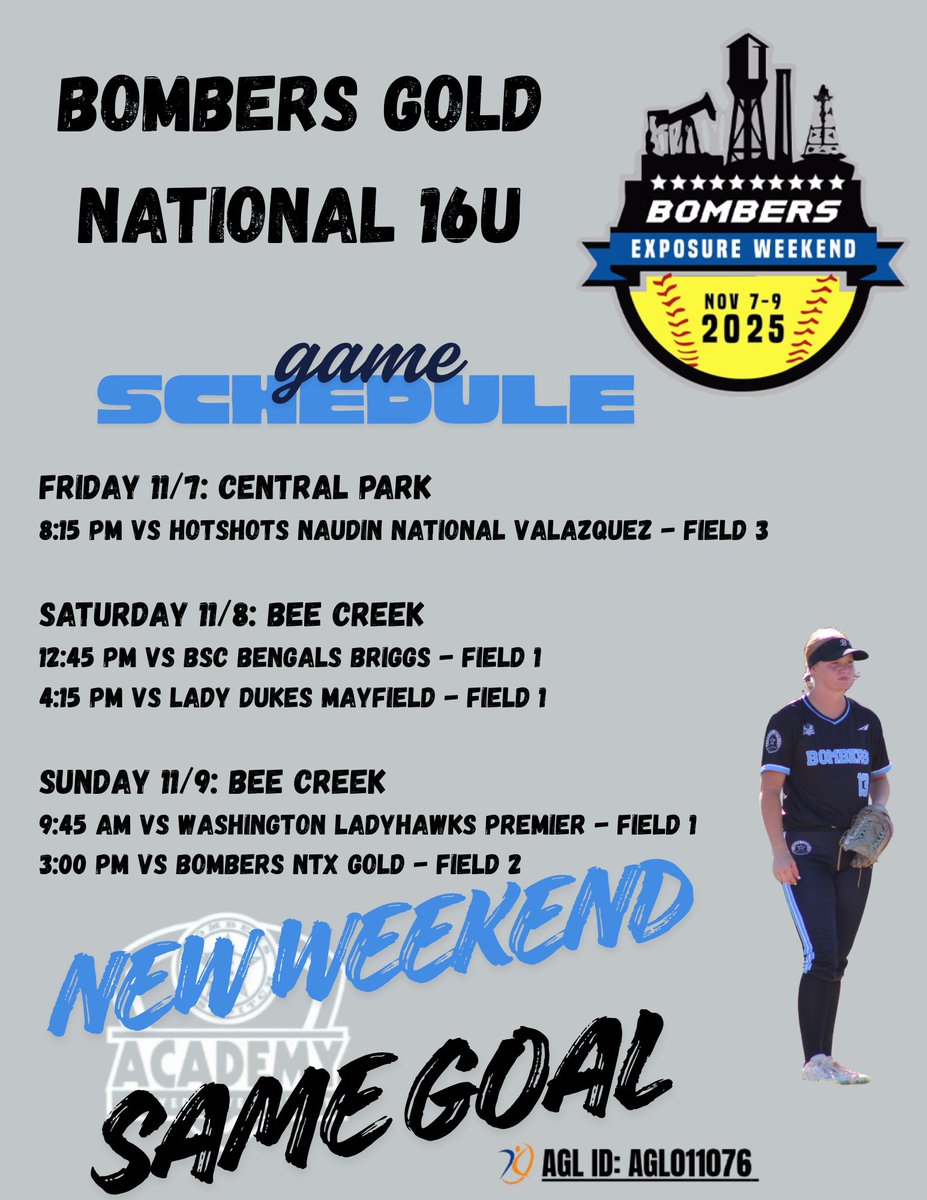 Only 2 more weekends this fall.  Here’s our schedule for Bombers Exposure in College Station. <a href="/bombersGold16u/">Bombers Gold 16U National 🥎</a> <a href="/ETBU_Softball/">ETBU Softball</a> <a href="/McLennan_SB/">McLennan Softball</a> <a href="/gclvsoftball/">Grayson Softball</a> <a href="/MeanGreenSB/">UNT Softball</a> <a href="/UTSASoftball/">UTSA Softball</a> <a href="/TXStateSoftball/">Texas State Softball</a> <a href="/WTAMUSoftball/">Lady Buff Softball</a> <a href="/UIWSoftball/">UIW Softball</a> <a href="/nicholls_sb/">Nicholls Softball</a>