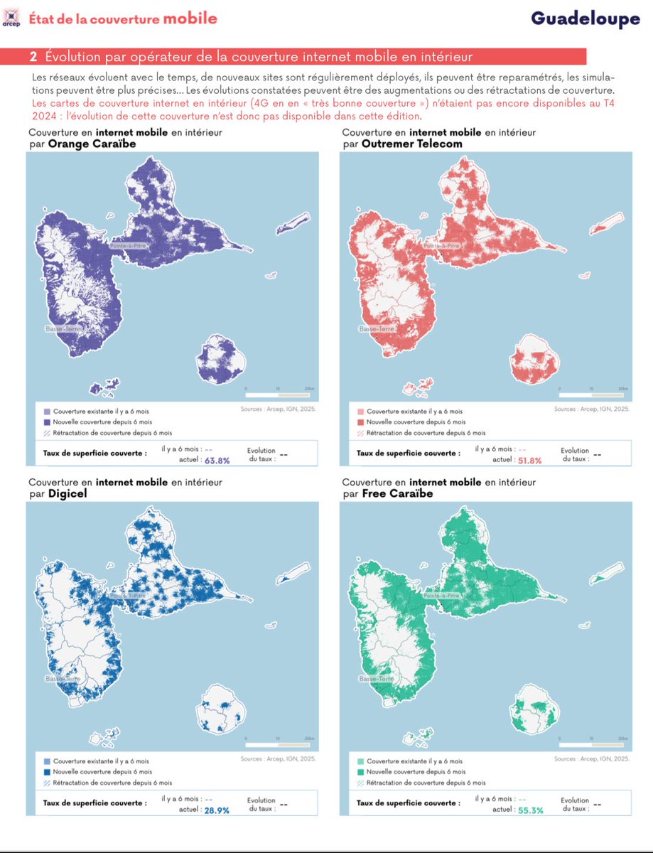 StimpflingEric's tweet photo. #Téléphone 📳📳📳
État de la couverture mobile en Guadeloupe au 31 juin 2025 selon @Arcep 
@guadeloupela1e https://t.co/OkR4R4vuDS