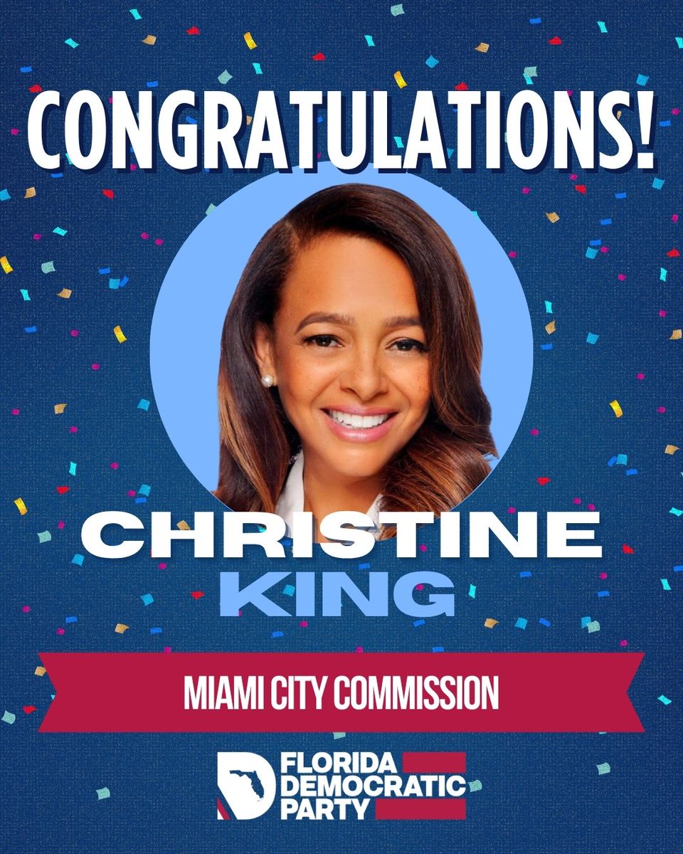 Christine King has been re-elected to the Miami City Commission! 🎊 We are thrilled to celebrate her re-election and know that she will continue to center the needs of the community during her next term.