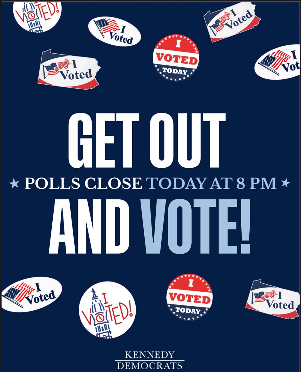 kennedydemspa's tweet photo. Vote, Pennsylvania! Polls close at 8pm, make sure your voice is heard! 🗳️🇺🇸 https://t.co/dEQQjw2uCb