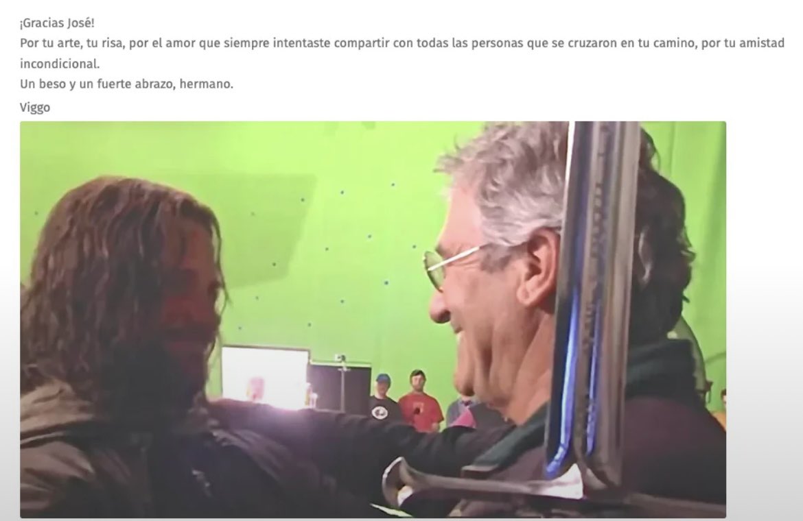 Sadly, LOTR make-up artist José Luis Pérez has died. Viggo has paid tribute on his publishing house website. 

“Thank you, José!. For your art, your laughter, the love that you always tried to share with all the people who crossed your path, and for your inconditional friendship.