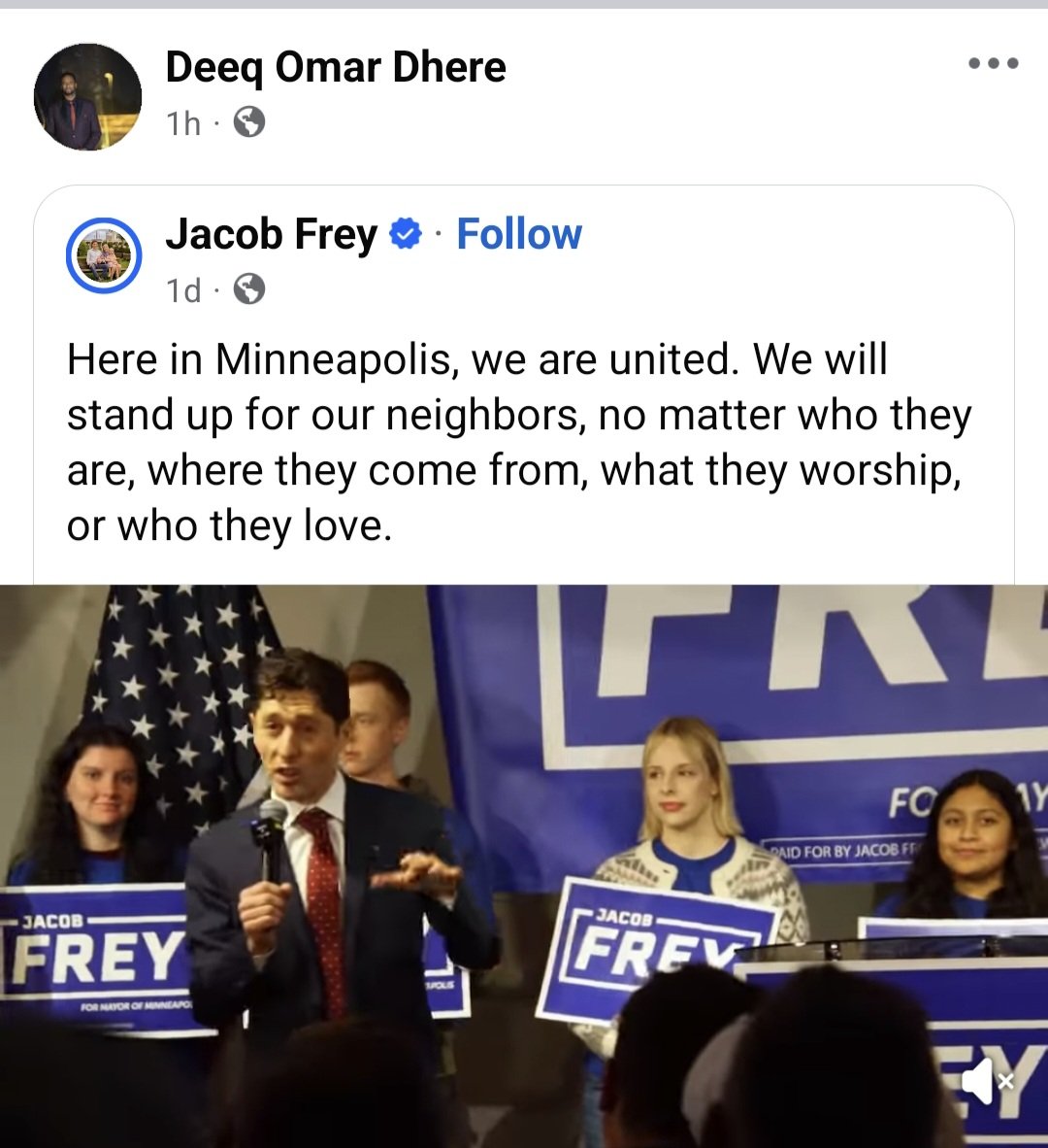 Ninkaan waa reer Minneapolis. Waa Cumar Maxamuud (Maxamed Cumar) waa raga u ololeynaayay una codeeyay Jocob Frey. 

Haaheey, Crocodile 🐊  tear's 😢 lagu haayo halkaan aad yaan loo rumeysan.