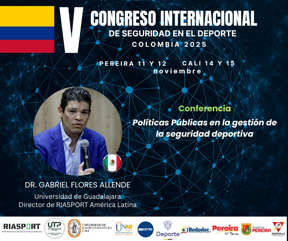 En el 𝐕 𝐂𝐨𝐧𝐠𝐫𝐞𝐬𝐨 𝐈𝐧𝐭𝐞𝐫𝐧𝐚𝐜𝐢𝐨𝐧𝐚𝐥 𝐝𝐞 𝐬𝐞𝐠𝐮𝐫𝐢𝐝𝐚𝐝 𝐞𝐧 𝐞𝐥 𝐃𝐞𝐩𝐨𝐫𝐭𝐞 𝐂𝐨𝐥𝐨𝐦𝐛𝐢𝐚 𝟐𝟎𝟐𝟓, participare: "𝙋𝙤𝙡𝙞́𝙩𝙞𝙘𝙖𝙨 𝙋𝙪́𝙗𝙡𝙞𝙘𝙖𝙨 𝙚𝙣 𝙡𝙖 𝙜𝙚𝙨𝙩𝙞𝙤́𝙣 𝙙𝙚 𝙡𝙖 𝙨𝙚𝙜𝙪𝙧𝙞𝙙𝙖𝙙 𝙙𝙚𝙥𝙤𝙧𝙩𝙞𝙫𝙖"
<a href="/UTPereira/">UTP</a> <a href="/USBCali/">Universidad de San Buenaventura Cali</a>