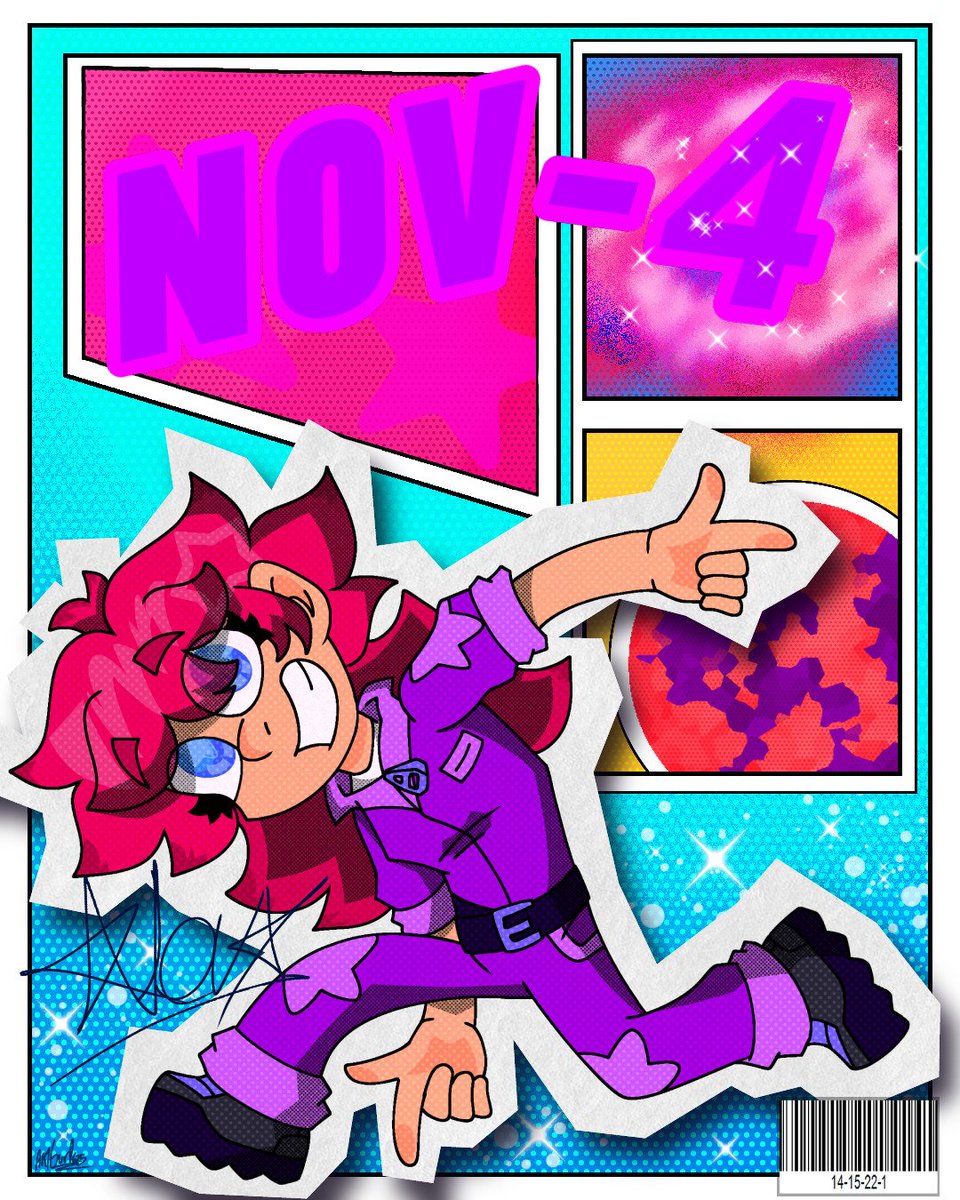 AGurl625's tweet image. #ReadyJetGo #OC
Hey Earthies, today is Nova’s birthday! 
On her home planet the Bday person is the one who gives out presents. So in honor of that she’d like to give you this poster made and signed by her. 🌟