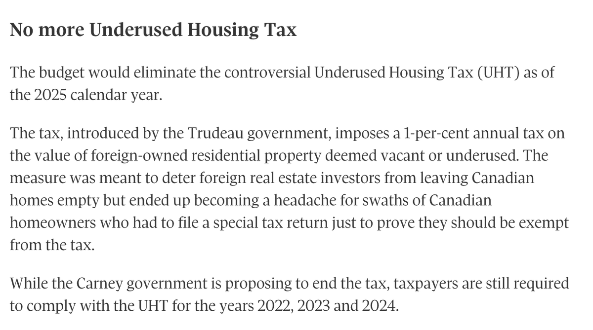 A thorn has been removed in the federal budget. The finance minister has nixed the tax on underused housing as of the  2025 calendar year. Here's a clip from the Globe.  <a href="/growernews/">The Grower</a>