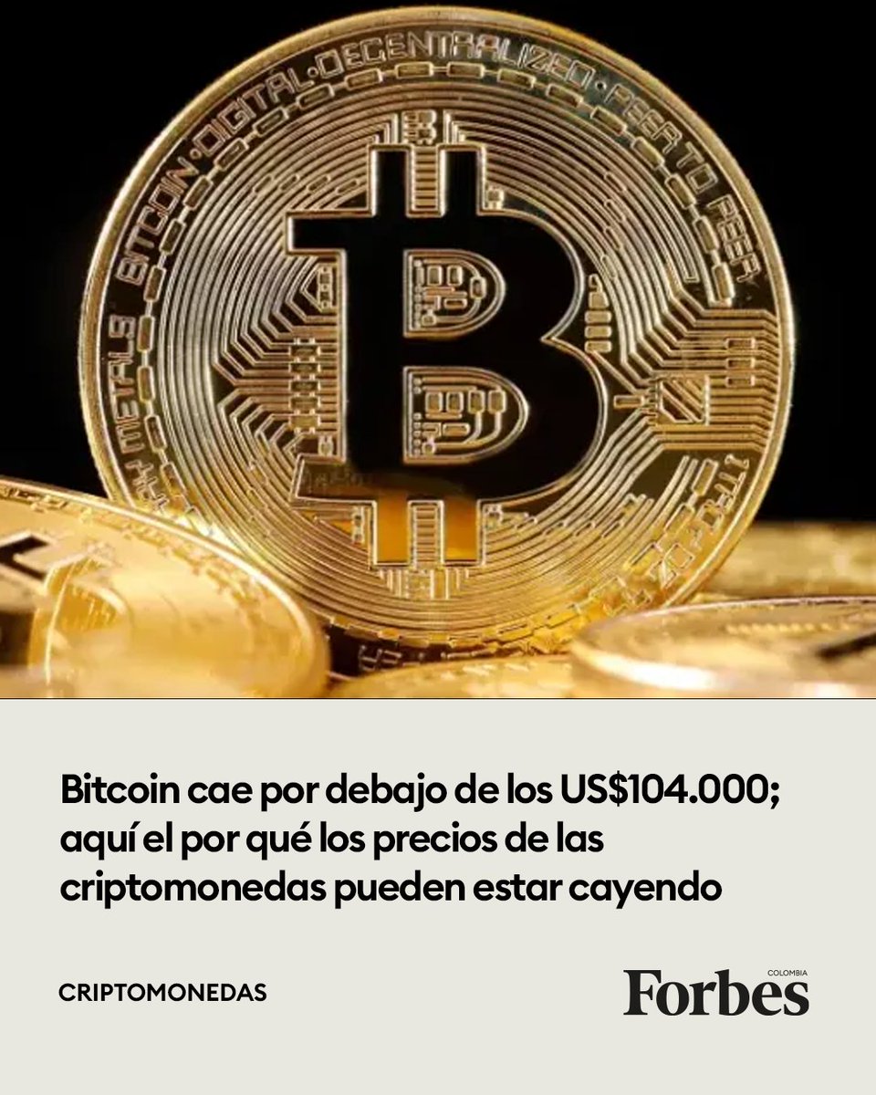 Los precios de Bitcoin cayeron por debajo de los 104,000 dólares este  martes, encabezando una caída más amplia para el mercado de criptomonedas  durante el último mes. 👉https://t.co/M9gyRIwVo2