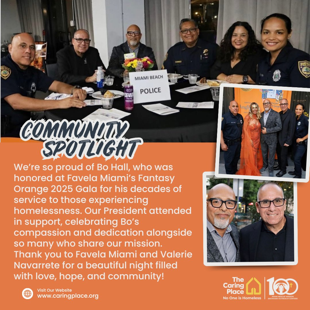 We’re so proud of our alumni Bo Hall, who was honored at Favela Miami’s Fantasy Orange 2025 Gala for his decades of service to those experiencing homelessness. Our President attended in support! #ICare #No1isHomeless #Alumni #PastGraduate