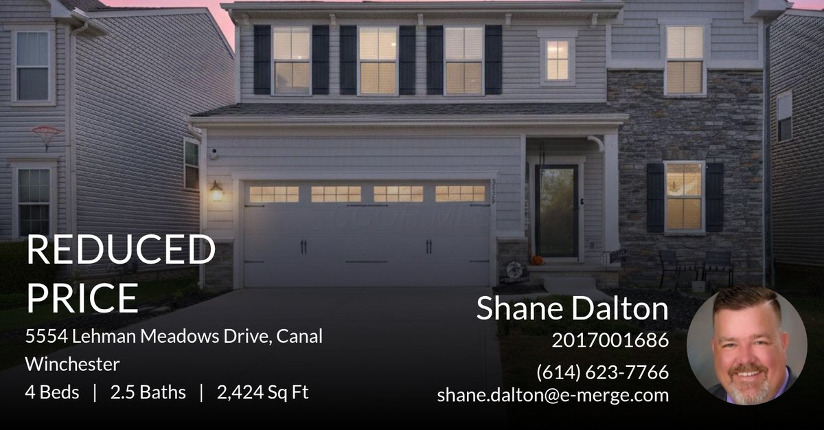 shane_Realtor's tweet photo. 📍 Reduced Price 📍 This recently reduced home at 5554 Lehman Meadows Drive in Canal Winchester won't last long, so, don't wait to set up a showing! Reach out here or at (614) 623-7766 for more information! https://t.co/kCrTMxotC4 https://t.co/u5lcWiqrvd