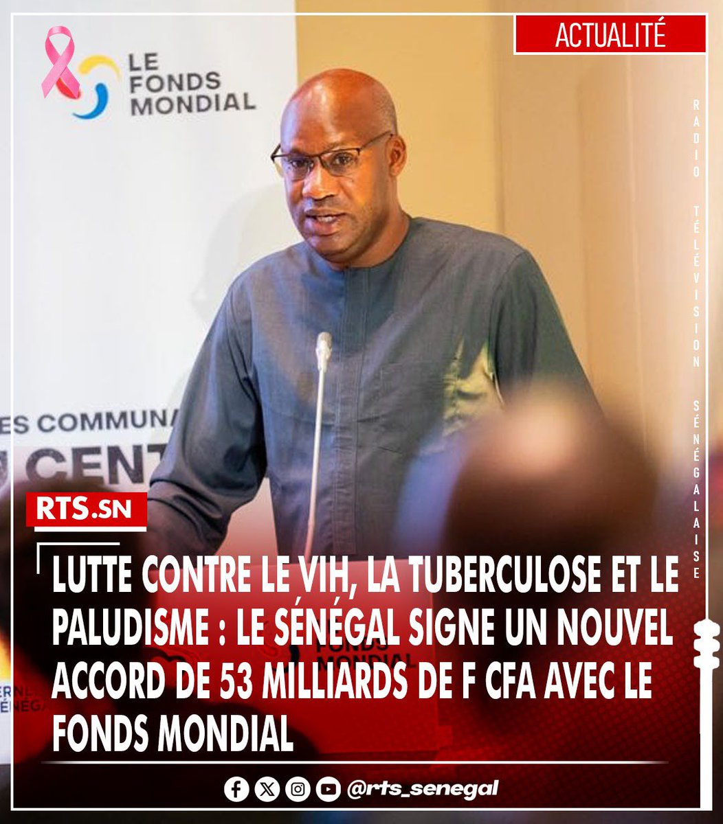 Le Sénégal renforce son partenariat avec le Fonds mondial à travers un nouvel appui de 53 milliards de F CFA destiné à consolider son système de santé et à intensifier la lutte contre le VIH, la tuberculose et le paludisme sur la période 2024-2026.
rts.sn/actualite/deta…