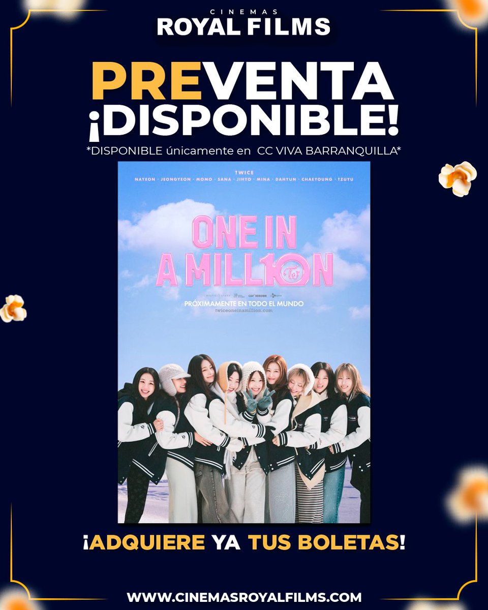 😍🚨💙 YA se encuentra DISPONIBLE la PREVENTA de ONE IN A MILL10N en Cinemas Royal Films *DISPONIBLE únicamente en CC VIVA BARRANQUILLA* ¡Que podrás disfrutar en funciones este 6 y 8 de noviembre! 😍🚨💙 ¡Los esperamos, NO se la pueden perder! 🤩