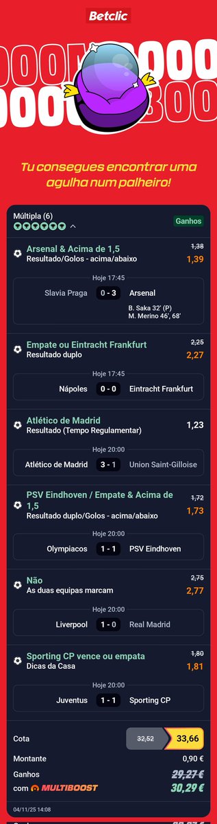DRK_999's tweet photo. Obrigado @BetclicPortugal uma boa noite de Champions 🫢 https://t.co/w2NEF4Olez