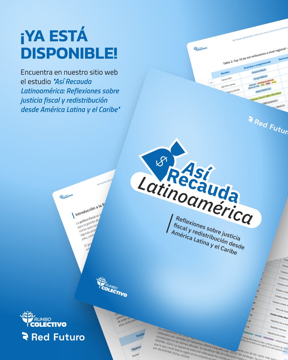 💥 ¿Recortar US$21.000 millones del gasto público?
Ese camino debilita la capacidad del Estado para redistribuir, financiar cuidados, salud y la transición ecológica. Por eso hoy lanzamos “Así recauda Latinoamérica: Reflexiones sobre justicia fiscal y redistribución”: un informe