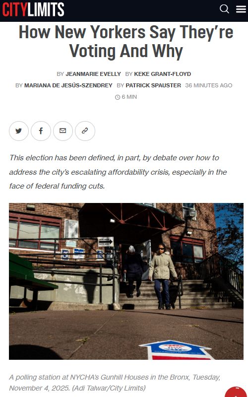 I love covering election day. There is joy and hope and frustration and duty. 

And for a little fun: reading tea leaves. I talked to 3 Bed-Stuy voters today who were Cuomo in the primary and voted for Mamdani today. @citylimitsnews talked to a few more.

citylimits.org/election-day-d…