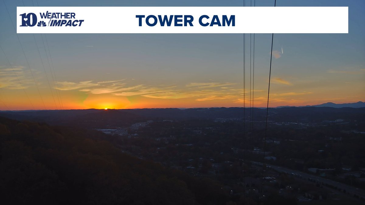 TOWER CAM (TUE 5:37 PM) | The sun is setting across East Tennessee, after a very nice sunny and milder day. A chilly night tonight with temperatures dipping to near 40 degrees around sunrise Wednesday morning (7:02 AM). #10weather