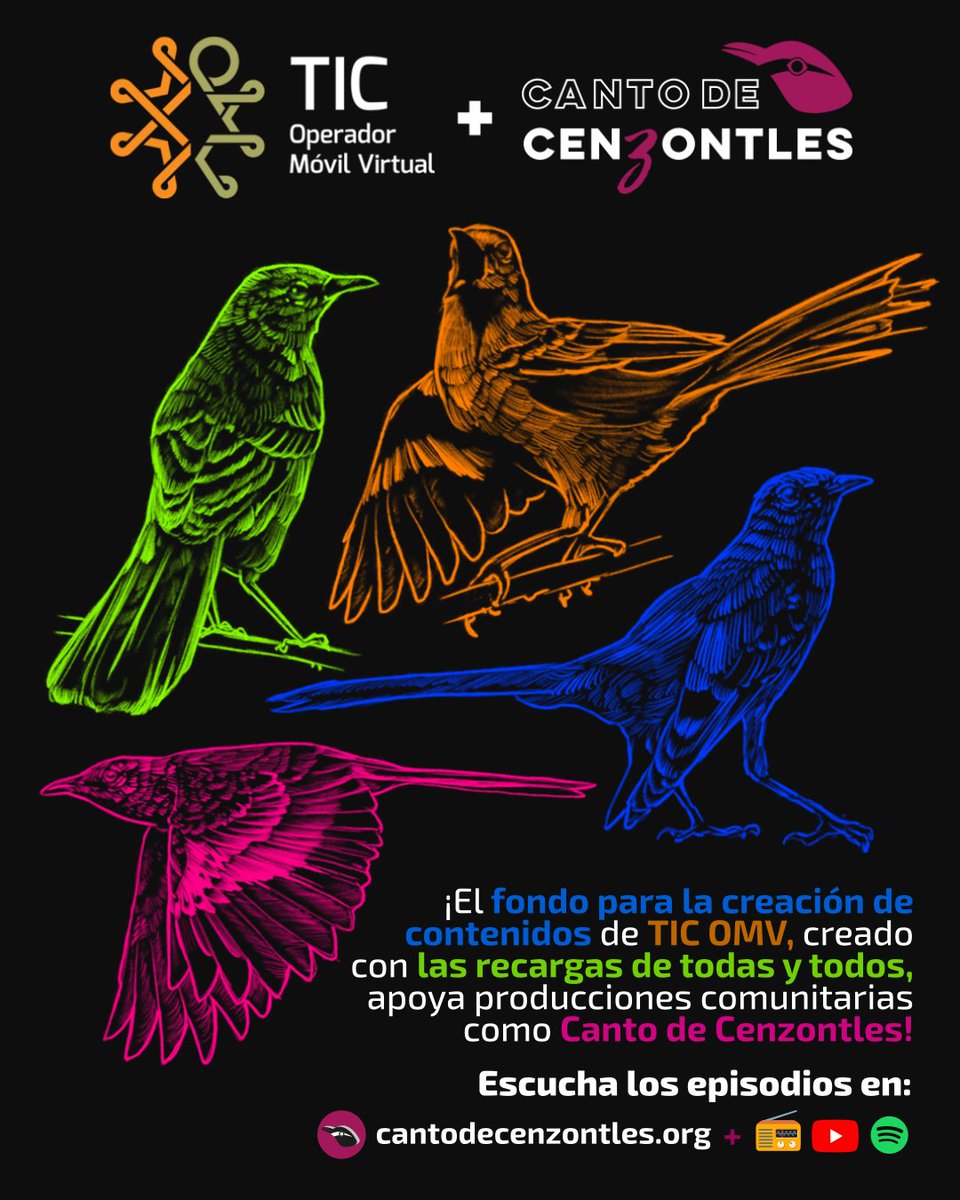 🐦  ¡TIC OMV se suma a fortalecer <a href="/cantocenzontles/">Canto de Cenzontles</a> con el fondo de Creación de Contenidos que creamos todas las personas con nuestras recargas! 

¿Cuándo ibas a imaginar que tu telefonía iba a poder impulsar proyectos comunitarios?

Conoce más red.tic-ac.org