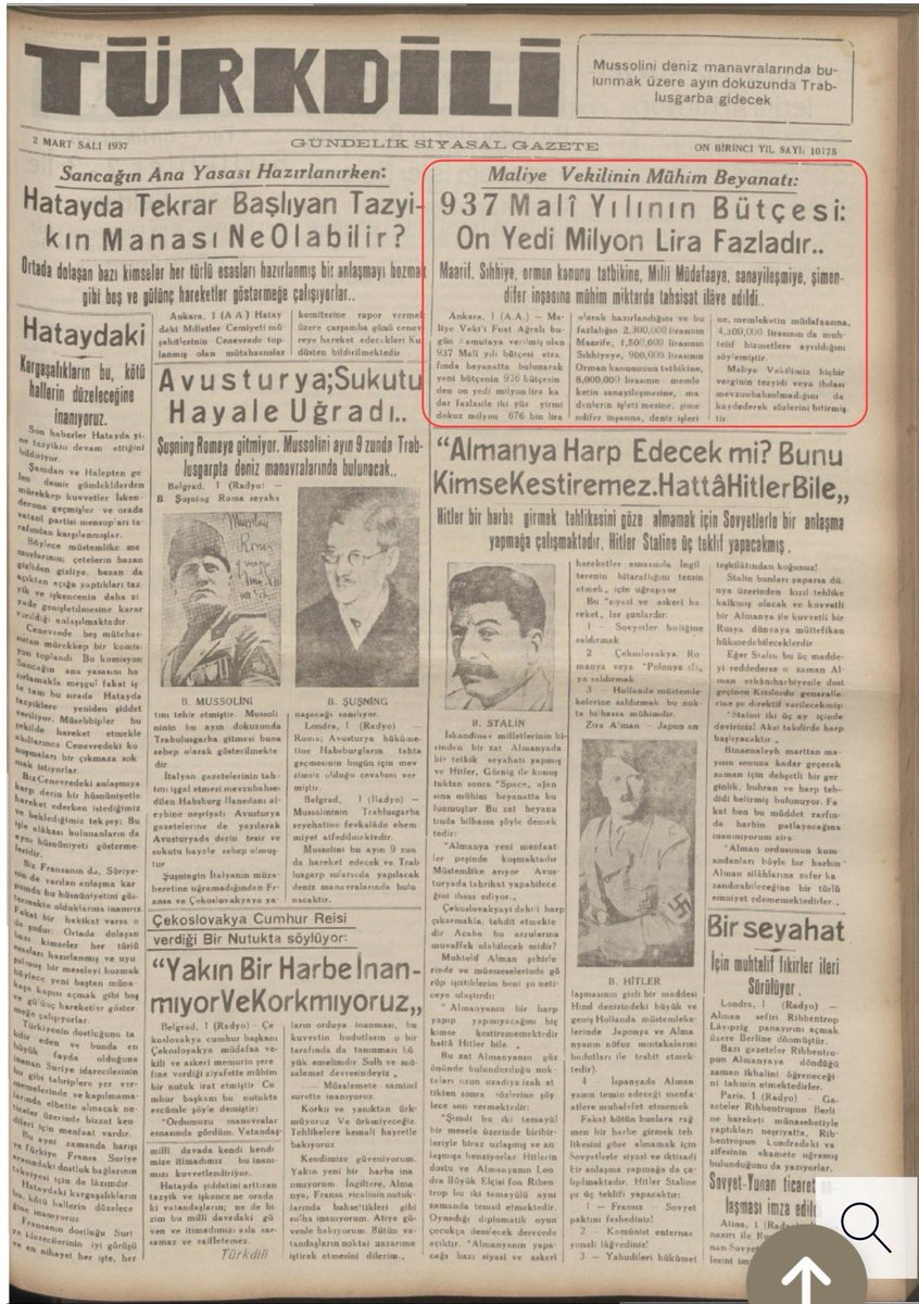 Toplu iğne, öyle mi? 

Atatürk'ün genç Türkiye Cumhuriyeti 1929 Dünya Ekonomik Buhranına rağmen 1930'lardaki Planı Devletçi Kalkınma ile kendi kendine yeten bir ülke haline gelmişti. 

2 Mart 1937 tarihli gazeteler (Ulus, Cumhuriyet, Türkdili ve Kurun) şöyle yazıyordu: 

- Yeni