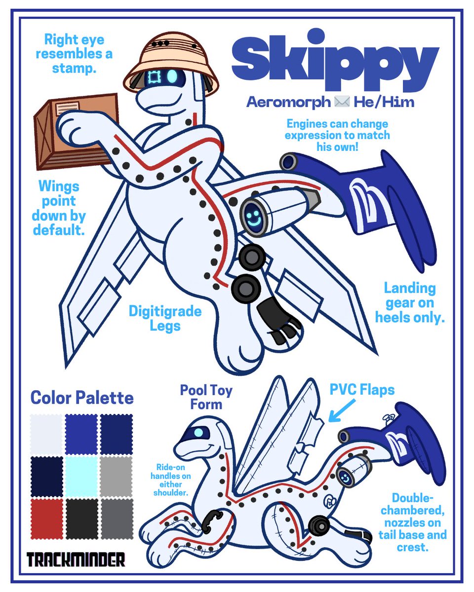 trackminderart's tweet image. Completed reference sheet for my good friend @t4zerr featuring their new boy Skippy! ✈️ 

Probably one of my favorite designs I’ve ever made and I’m so lucky that he went to someone I’ve known for most of my life!