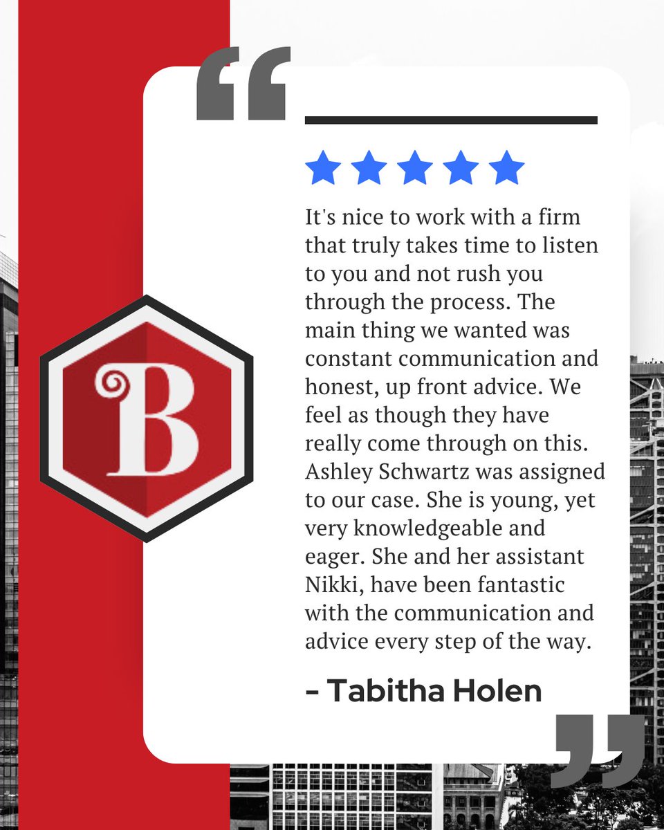 BreedenLawNC's tweet image. ⭐️⭐️⭐️⭐️⭐️ Huge thanks to our client, Tabitha, for sharing her experience with Breeden Law! We’re proud of our team for delivering honest, caring, and consistent communication every step of the way. 💙

#ClientAppreciation #FamilyLaw #BreedenLaw #ThankYou #LegalExcellence