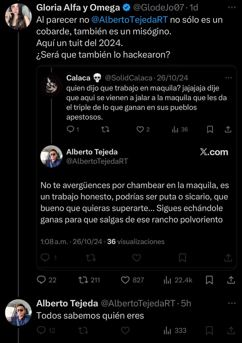 GlodeJo07's tweet image. El señor @AlbertoTejedaRT (Quien me tiene bloqueada) y es conocido por burlarse del asesinato de Carlos Manzo y de llamarlo “narquillo”, para después fingir demencia, decir que nunca había dicho eso y amenazar con que nos iba a denunciar por mentir, anda nuevamente muy activo en