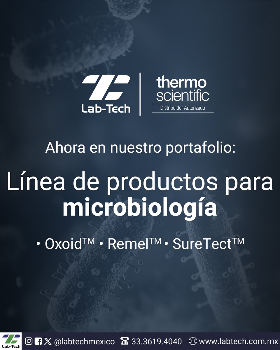 LabTechMexico's tweet image. ¡Novedad en nuestro portafolio!

Incorporamos la línea de Microbiología de Thermo Scientific, líder en soluciones para detección y control microbiológico.

Precisión, confiabilidad y respaldo científico.

👉 Conoce más: labtech.com.mx