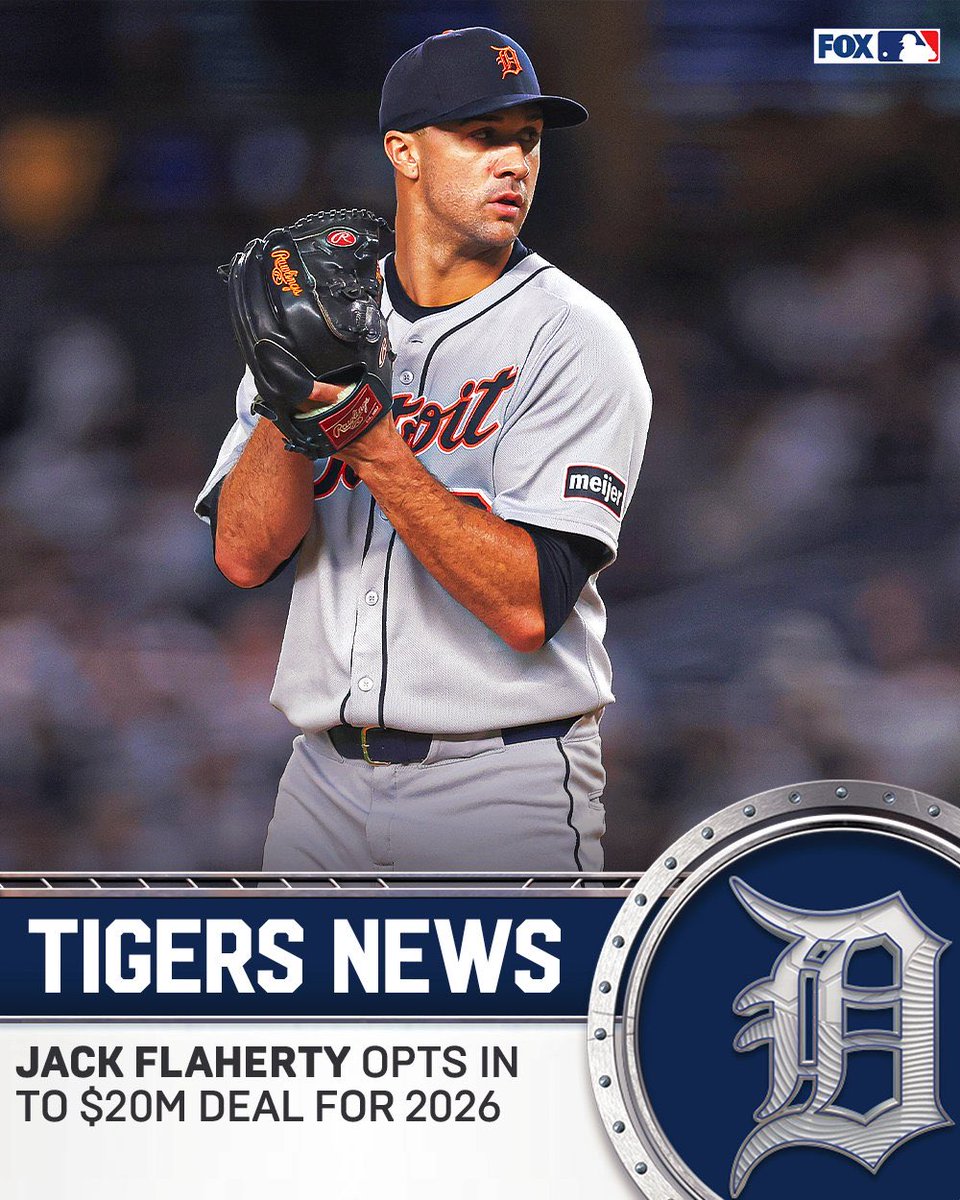 MLB_INDO's tweet image. 📰: Jack Flaherty resmi memilih opt-in atas kontraknya senilai $20M, sehingga akan tetap bermain bersama Detroit Tigers musim 2026 nanti

#MLB #MLBIndonesia #BuiltForOctober