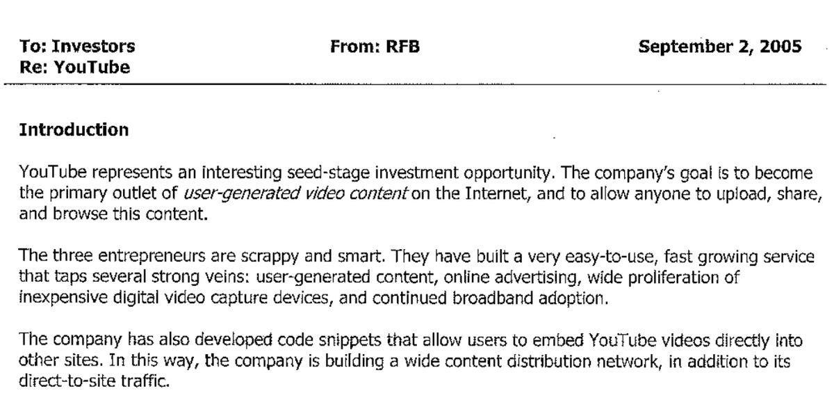 AS one of the most prolific opportunity spotters signs off from <a href="/sequoia/">Sequoia Capital</a>, this stands out as a testament to his amazing investment skills; 

Dear <a href="/roelofbotha/">Roelof Botha</a> - Thank you for inspiring a generation on how to write investment memos and for that matter any memos needing decision