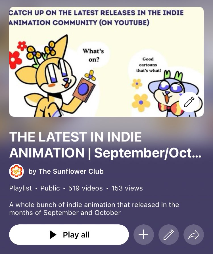 Wanna watch every indie animation project that released on YouTube in September and October?? 

Check out our Latest in Indie Animatioj playlist that has over 500 videos in it! You’re bound to find your new favorite cartoon 👀

#supportindieanimation