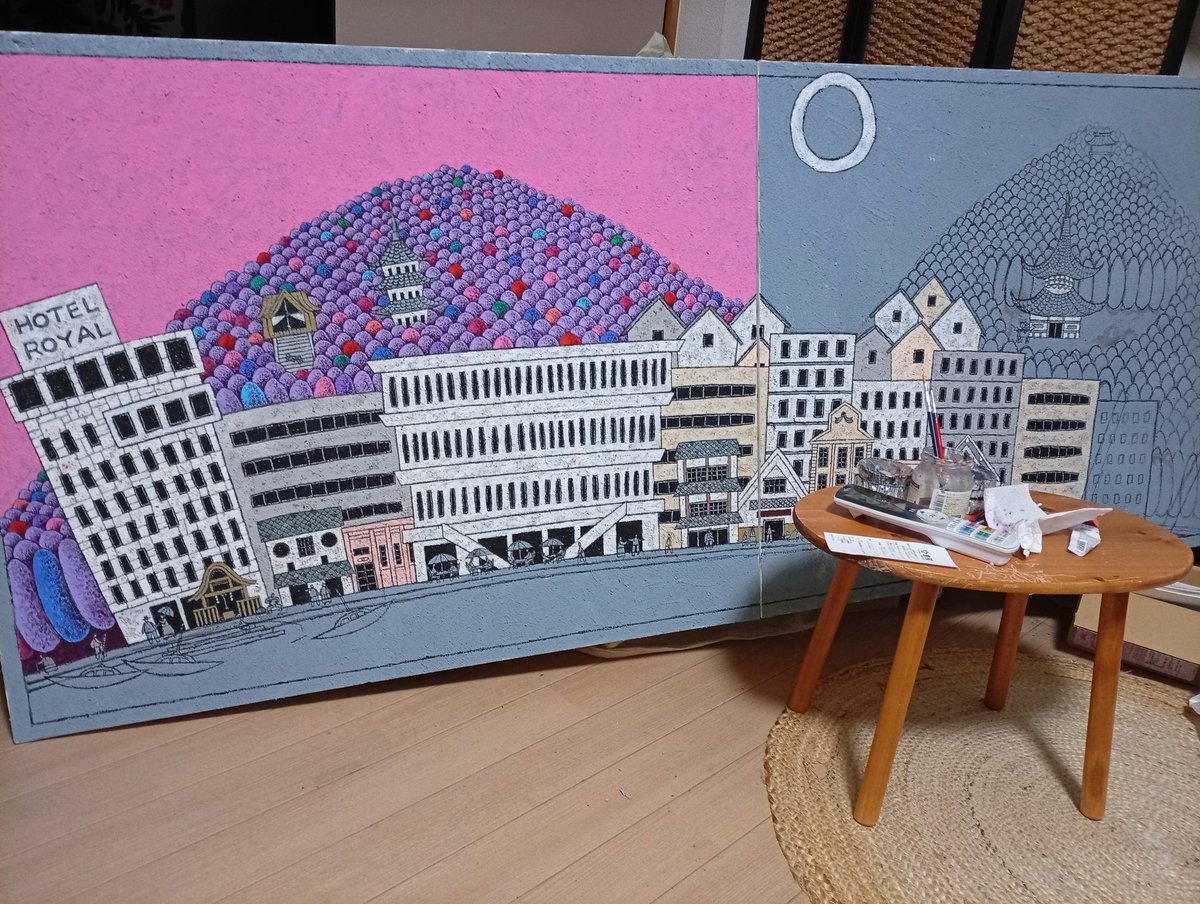 奥村ユズル 水彩画原画 エーゲ海のプチホテル 奥村ユズル 水彩画原画