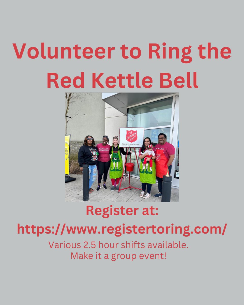 Volunteer for Bell Ringers for this year! Type: registertoring.com into your browser or call: (701) 356-2691 to speak with a local volunteer to assist you.