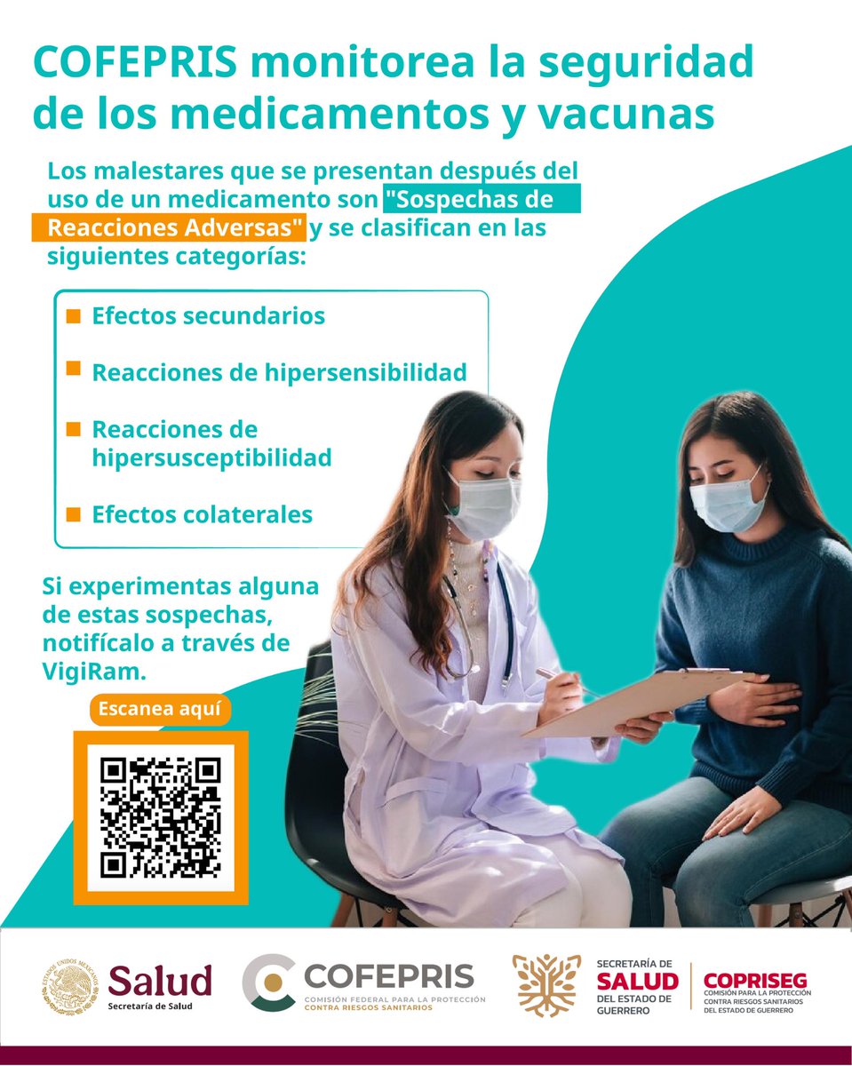 ¿Presentaste malestares después del uso de un medicamento? 🤒🤒
Consulta a tu médico para saber si debes suspenderlo o cambiar de tratamiento. Además, notifica en #VigiRam👉🏼 bit.ly/4dF2bCb