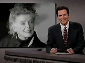 NormSNLJokes's tweet photo. Finally, some good news.

According to her doctor, legendary actress Katharine Hepburn is recovering nicely from her recent illness, and they have even upgraded her condition to "decrepit."

(the audience groans and boos and resists this one, HARD) 

So that's... uh... that's nice.

(the audience is still resisting)

What, you don't like her? You don't like Katharine Hepburn, for god's sakes?