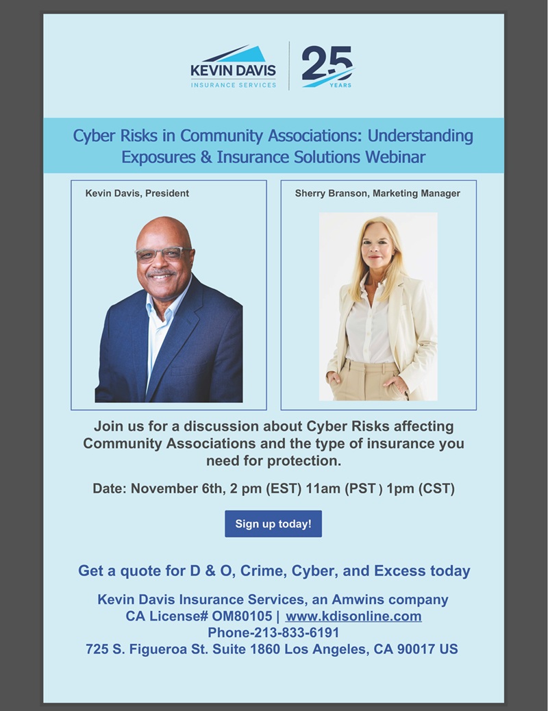 kdisonline's tweet image. Don't miss this webinar which will highlight the Cyber Risks Community Associations are facing! #HOAInsurance #CondoInsurance Amwins bit.ly/4orJ9Fo