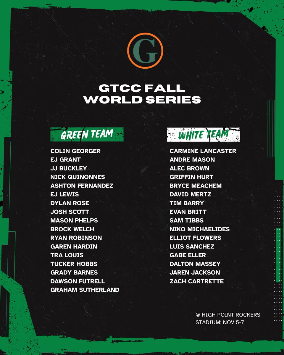 Starting tomorrow! See you at the <a href="/RockersBaseball/">High Point Rockers</a> for the <a href="/_gtcc/">GTCC | Guilford Technical Community College</a> Fall World Series.