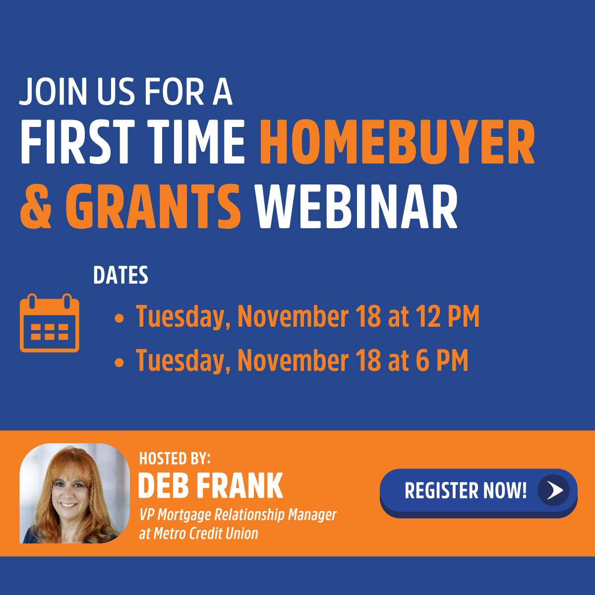 MetroCU's tweet image. Please join us a for a #freewebinar for first time home buyers and learn everything you need to know to help make homeownership a reality. Don’t miss out! Register to save your spot: ow.ly/lX3K50XmNY9 #Homeownership #FreeWebinars #Mortgages #HomebuyerTips