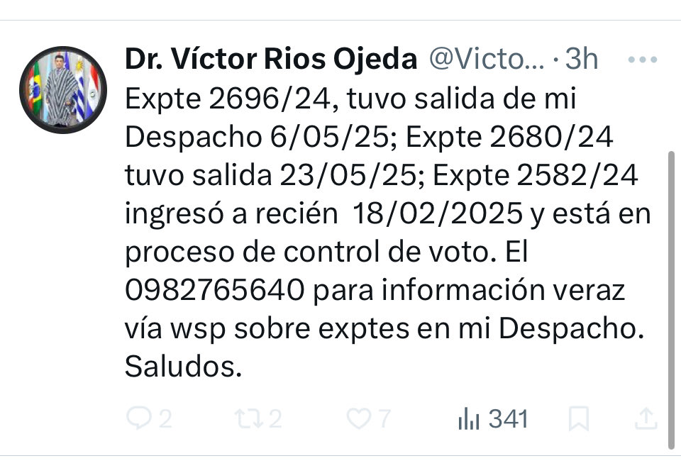 <a href="/PerlaSilguero/">Perla Silguero Zárate</a> El ministro Víctor Ríos mintió antes y seguirá mintiendo. Como miembro de la Sala Constitucional, jamás debió bloquear a una ciudadana que por décadas luchó contra la corrupción, solo por opinar sobre su fallo en un exp. emblemático de corrupción: “Óscar Venancio Núñez y otros s/
