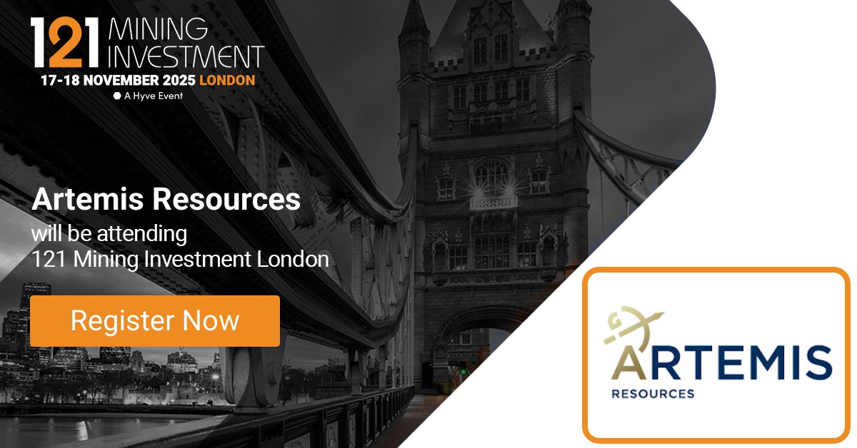 ArtemisResource's tweet image. We&apos;re attending 121 Mining Investment London on 17-18 Nov

Two days of focused one on one meetings with qualified investors and high-potential mining companies in the heart of mining’s finance capital.

👉View and register: loom.ly/5X_bCpc

$ARV @InvestMining
