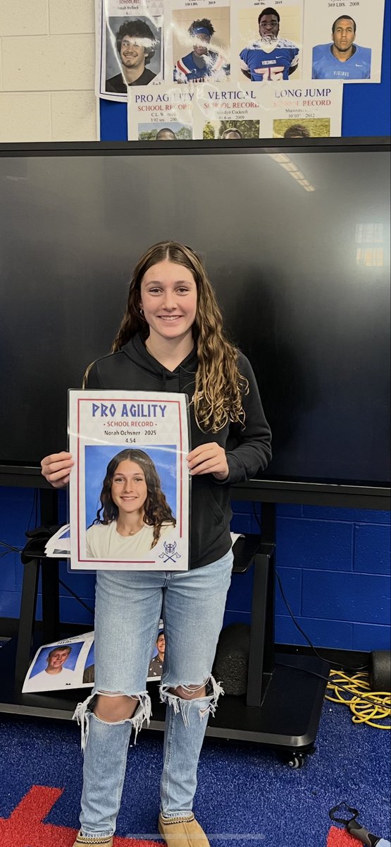 Congrats to our new school record holder in the pro agility shuttle, Norah!