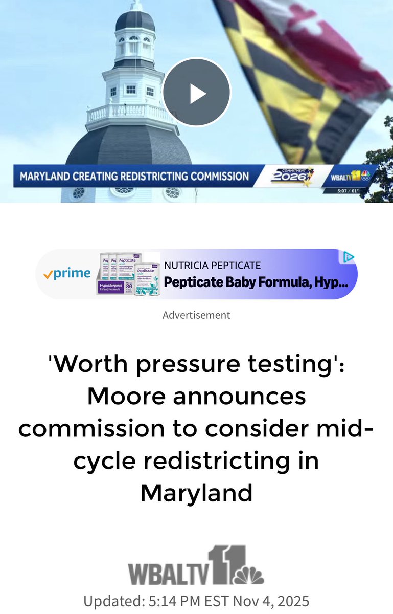 From <a href="/wbaltv11/">WBAL-TV 11 Baltimore</a> - "It takes real arrogance to spout inaccurate talking points about threats to democracy for weeks and then announce a commission stocked with Democratic Party loyalists whose sole aim is to erase the only remaining Republican voice in Maryland's congressional