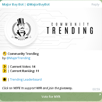 RizzolutionTeam's tweet photo. https://t.co/Q1QCGKkvMy

GO VOTE FOR US IN TELEGRAM AND BOOST THE CHART TOGETHER $NYR #RIZZOLUTION

4 VOTES FROM TOP 10 https://t.co/KKJNpXAfqr