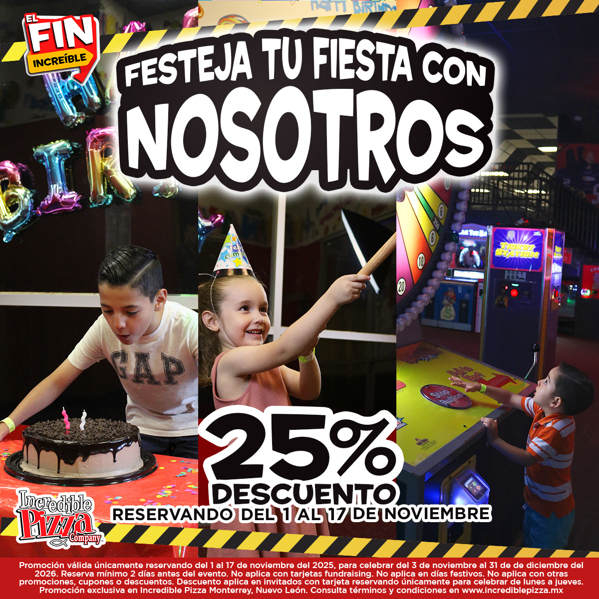 IPCMTY's tweet photo. Que no te ganen! 🤯 ¡El Fin increíble se adelantó en Incredible Pizza y es para tu FIESTA! 🥳🍕

¿Pa' qué esperar? La promo mas increíble ya está aquí... ¡ANTES que nadie! 🤑

¡Que esperas! 🚀 Cotiza tu fiesta YA y asegura el mejor precio. 🔥

#ipcmty #incrediblepizza https://t.co/sHhDTt9NcK