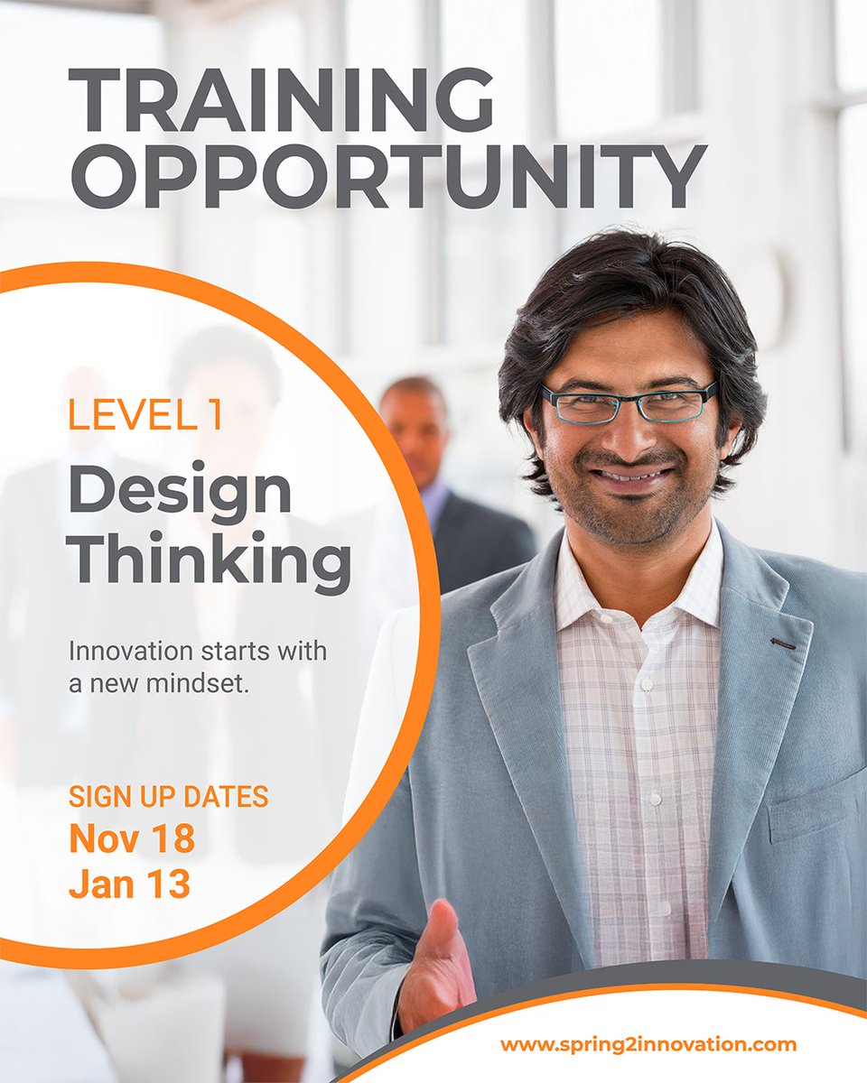 Spring2Inno's tweet image. TACKLING COMPLEX CHALLENGES? Design Thinking can help.
Enrol by November 18 or February 24—zurl.co/zEEAm

#Spring2Innovation #ProfessionalGrowth